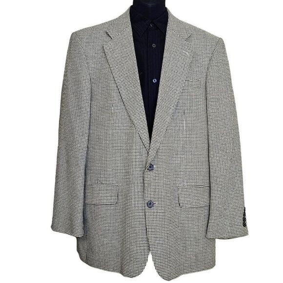 Oscar de la Renta Other - Vintage Oscar De La Renta Silk/Wool Blend Blazer Suit Coat Herringbone Size 42L